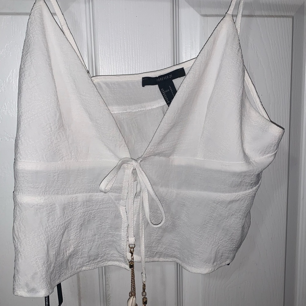 White tie front top with seashells